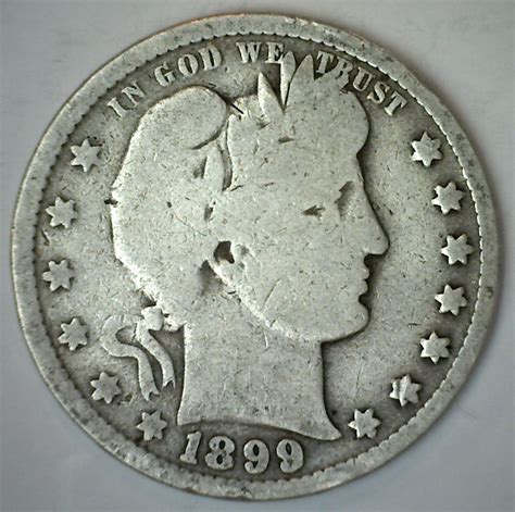 1899 Silver Barber Quarter 25c Us Type Coin Circulated Good