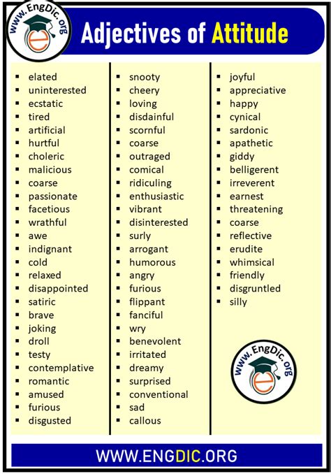 100 List Of Adjectives Of Attitude Definition And Examples Engdic D70