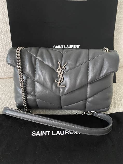 Ysl Saint Laurent Storm Grey Leather Toy Puffer Bag 100 Authentic