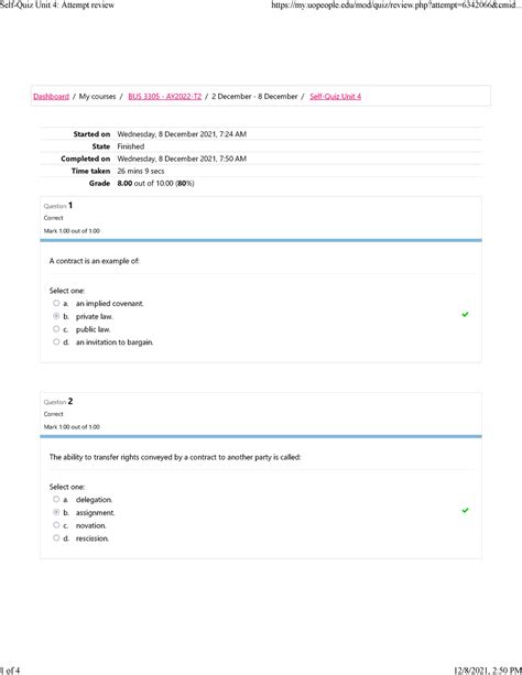 Self Quiz Unit 4 Attempt Review Bus 3303 UoPeople Studocu