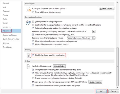 How To Turn Off Hardware Graphics Acceleration In MS Outlook