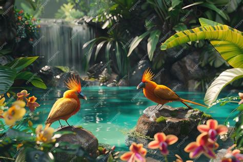 Premium Photo | Exotic birds of paradise in a tropical garden