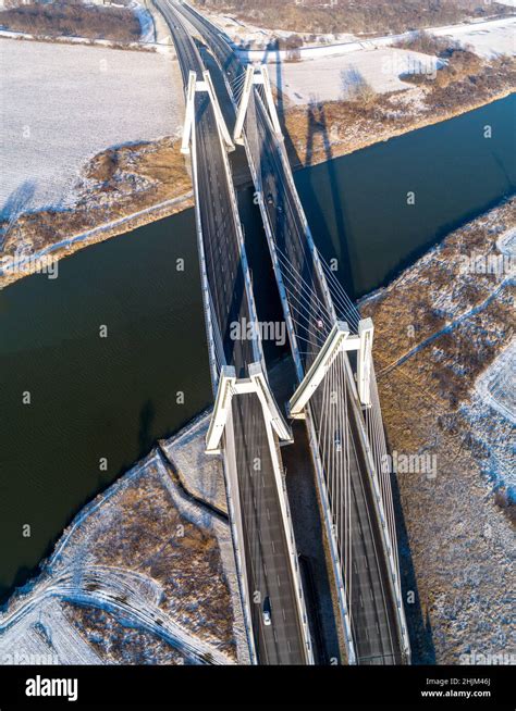 New Modern Macharski Double Cable Stayed Three Lane Suspension Bridge