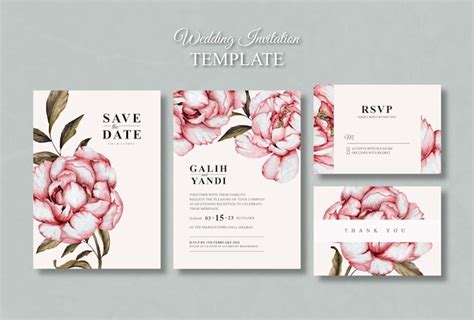 Premium Vector Watercolor Floral Wedding Card Template