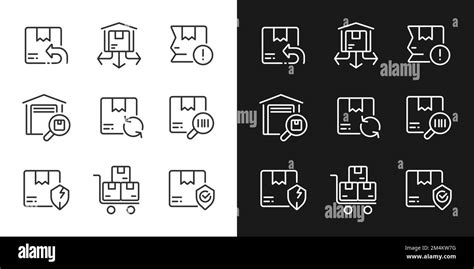 Logistics Pixel Perfect White Linear Icon For Dark Themes Set Stock