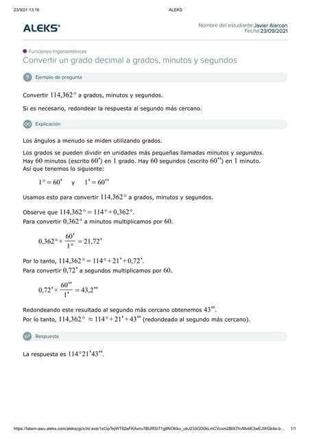 Convertir Un Grado Decimal A Grados Minutos Y Segundos Alarcon