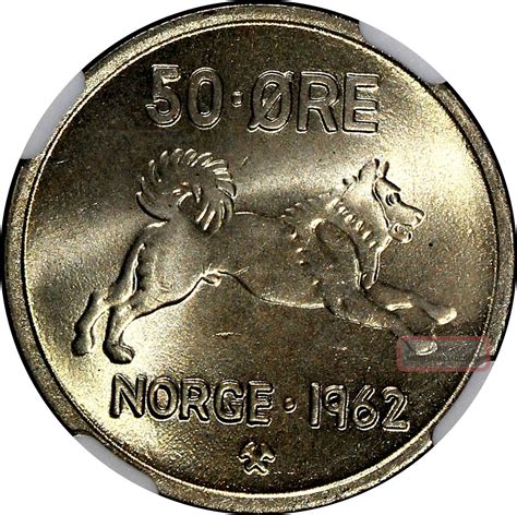 Norway Olav V Copper Nickel Re Ngc Ms Top Graded By Ngc Km