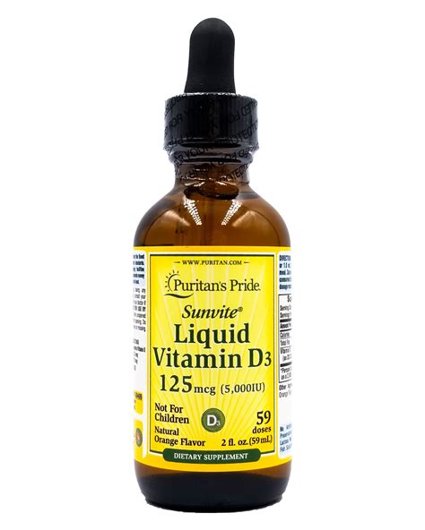 Puritan S Pride Sunvite Liquid Vitamin D Mcg Iu Ml