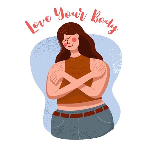 Premium Vector Love Your Body Concept Body Positivity Woman Hugging