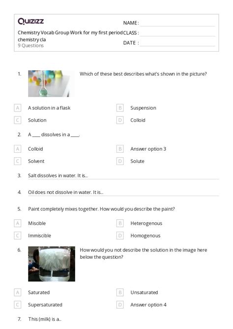 50+ Chemistry worksheets for Kindergarten on Quizizz | Free & Printable