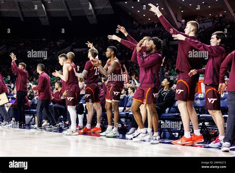 South Bend Indiana USA 10th Feb 2024 Virginia Tech Bench Players