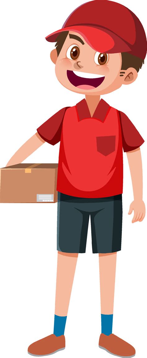 Delivery man cartoon character on white background 6093392 Vector Art at Vecteezy