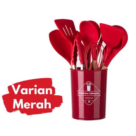 Jual 1 Set Spatula Silikon Tahan Panas Free Wadah 12IN1 BERGARANSI