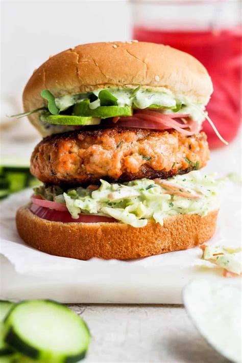 Salmon Burger Green Goddess Slaw The Wooden Skillet