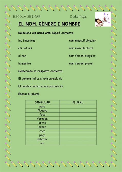 El nom gènere i nombre interactive worksheet Cuerpo humano para