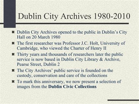 Dublin City Archives: Dublin Civic Collections