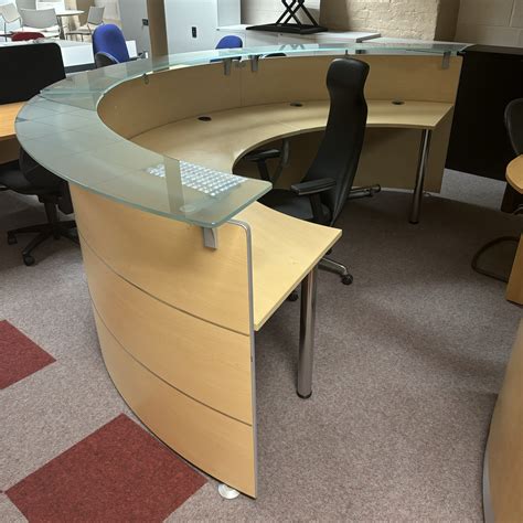 Curved Modular Reception Desk Maple Penningtons Office Furniture