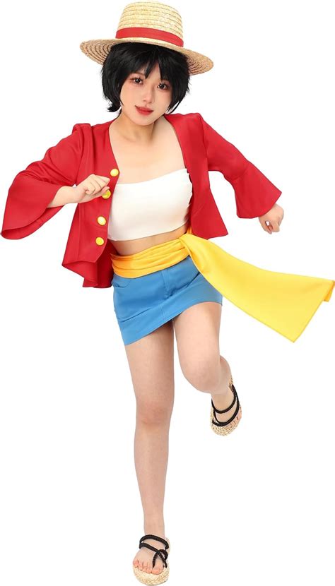 Dazcos Luffy Cosplay Costume For Women Us Size Shirt Mini Skirt And Sash Amazonca Clothing