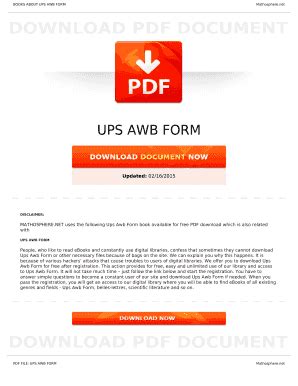 Fillable Online BOOKS ABOUT UPS AWB FORM Fax Email Print PdfFiller