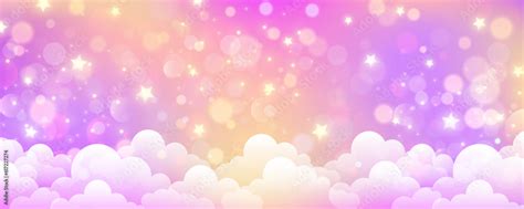 Pastel sky background with clouds and star. Fantasy soft color ...