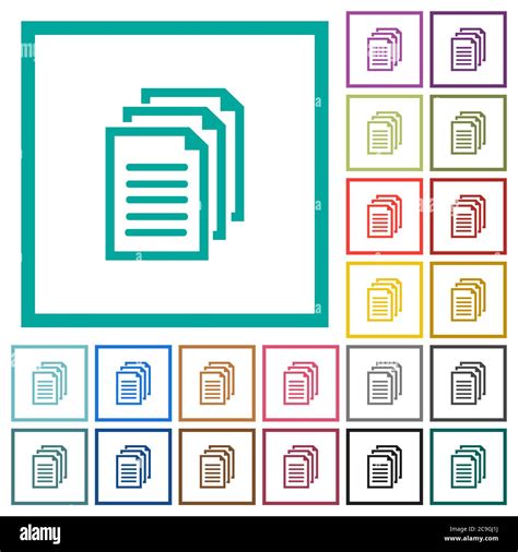 Varios Documentos Iconos De Color Plano Con Marcos De Cuadrante Sobre