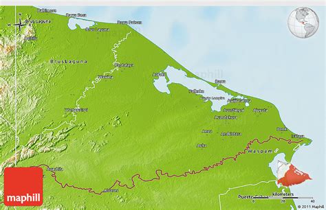 Physical 3d Map Of Puerto Lempira