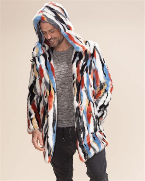 Men S Faux Fur Coat With Hood Lucky Rabbit Spirithoods