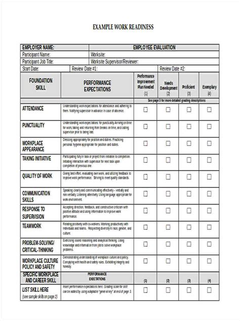 Free 6 Work Assessment Forms In Pdf Ms Word