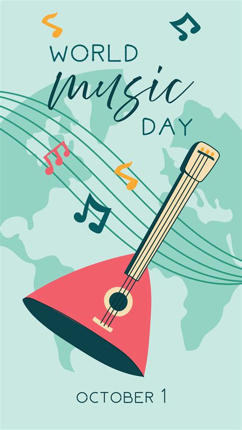 World Music Day Poster Text Illustration Flat Illustration With