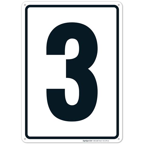 Parking Lot Number Sign With Number 3 (Three) Sign | Sigo Signs