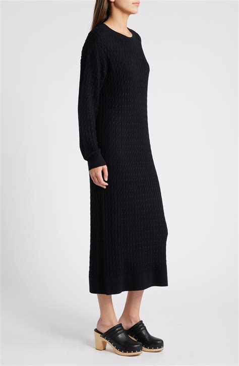 Treasure And Bond Cable Stitch Long Sleeve Midi Sweater Dress Nordstrom