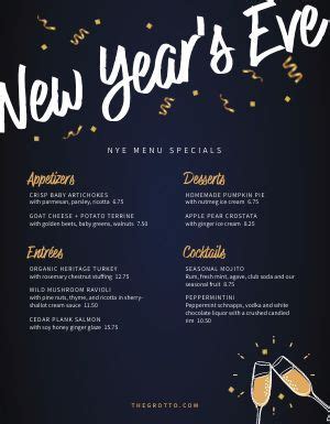 New Year S Eve Menu New Year S Eve Menu Template Musthavemenus