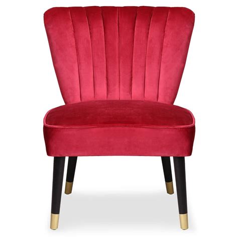 Fauteuil Stri Design En Velours Liam Cm Rouge