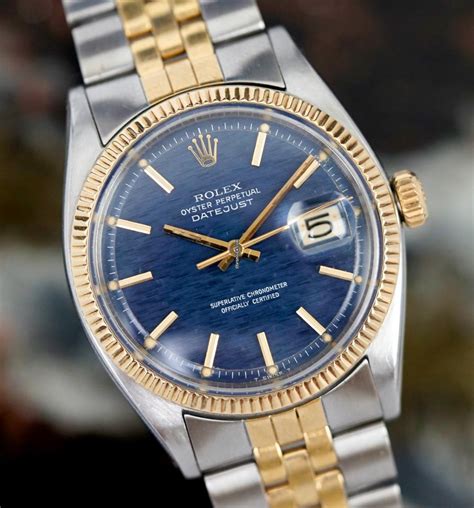 Rolex Datejust 36 Jubilee Bicolor Blue Dial Vintage Ref 1601 For Rp