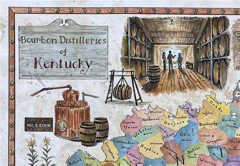 Kentucky Bourbon Map, Bourbon Trail Map, Distilleries Map, Kentucky Map