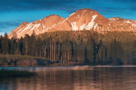 Manzanita Lake In Lassen Volcanic National Park With Reflection Of