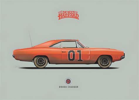 general lee car  dukes  hazzard  dodge charger minimalist