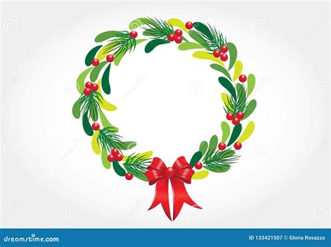 Christmas Wreath Greetings Card Vector Stock Vector Illustration Of