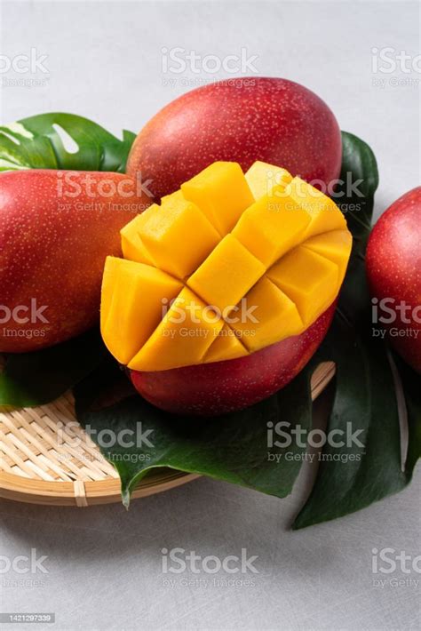 Konsep Desain Latar Belakang Mangga Tampak Atas Buah Mangga Segar