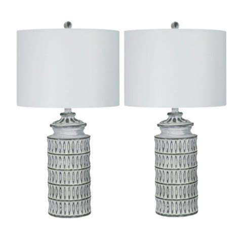 Fangio Lighting Pair Of 27 In Antique Grey Indoor Table Lamps With