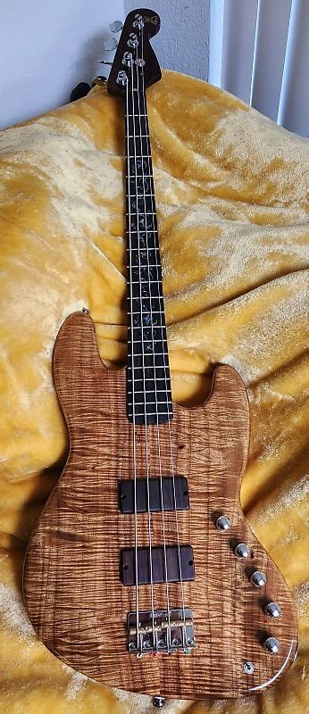 Sj Custom Guitars 4 String Bass Flame Mango Top Rosewood Emg Reverb