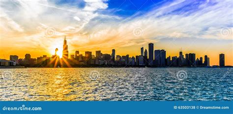 Good Night Chicago Stock Photo Image Of Sunset Water 63503138