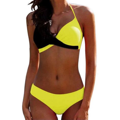 Femme Maillot De Bain Pi Ces Push Up Croix Bikini Maillot De Bain De