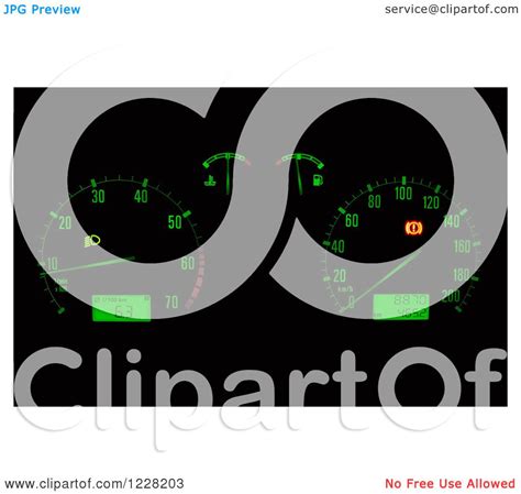 Clipart of a Green Illuminated Car Dashboard - Royalty Free Vector Illustration by dero #1228203