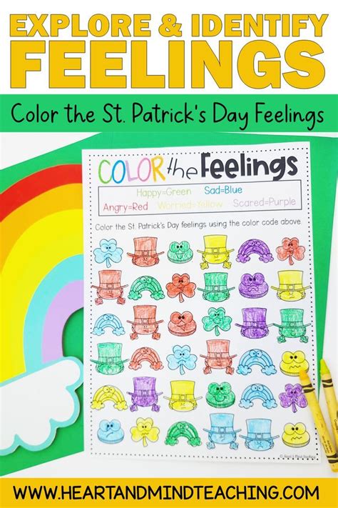 A Rainbow Coloring Page With The Text Explore And Identify Feelings Color The St Patrick S Day