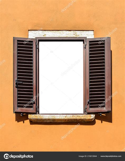 Opened Wooden Window Isolated Beautiful Old Window Frame Brown Wooden ...