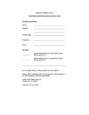 Fillable Online Prepared Questionnaires Order Form Fax Email Print