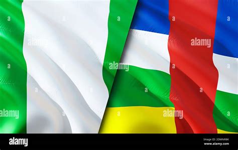 Nigeria and Central African Republic flags. 3D Waving flag design ...