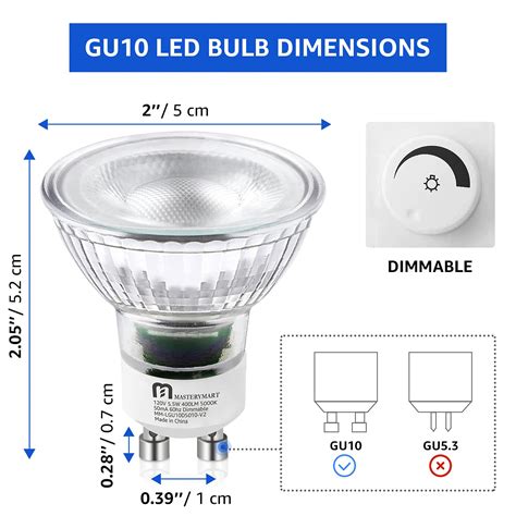 Led Gu Spotlight Light Bulbs Watt Equivalent W Dimmable Full