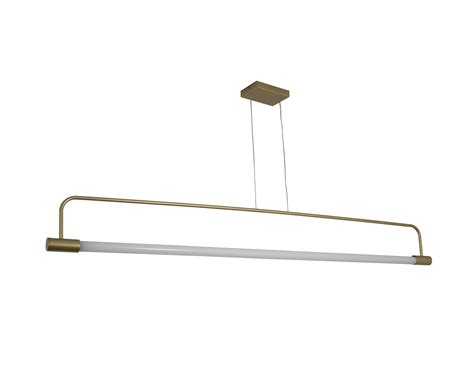 Lustre Pendente Slim Tubular T Cm Dourado Fosco Iluminamundo